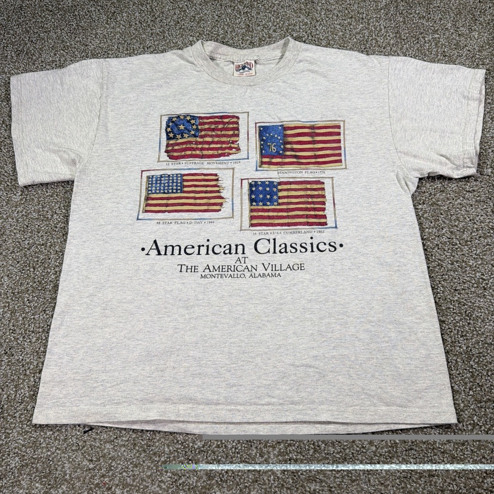 Vintage Flag History Shirt Graphic Tee Size Large American Heritage M